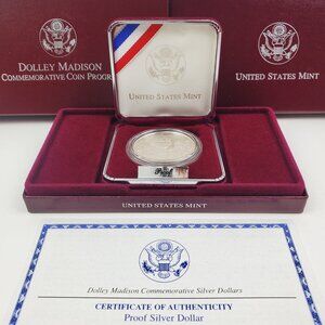 Dolley Madison Commemorative Coin Program 1999 Silver Dollar COA US Mint in Box